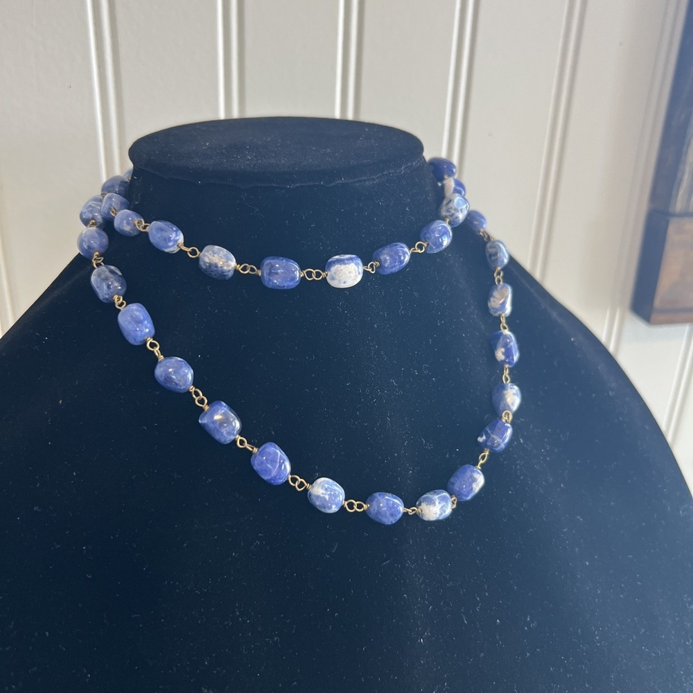 Peyote Bird Free Spirit Necklace Blue White Stone New With Tag